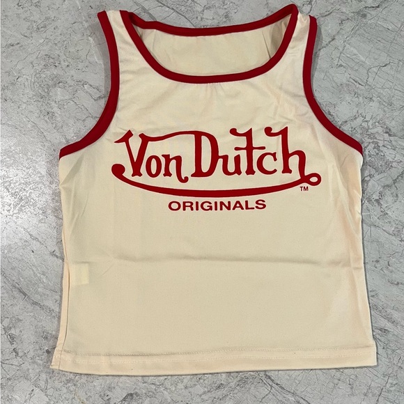 SLIM FIT Original Vintage Von Crop Top T-Shirt Dutch Baby Tee Tank Tops - Picture 2 of 3